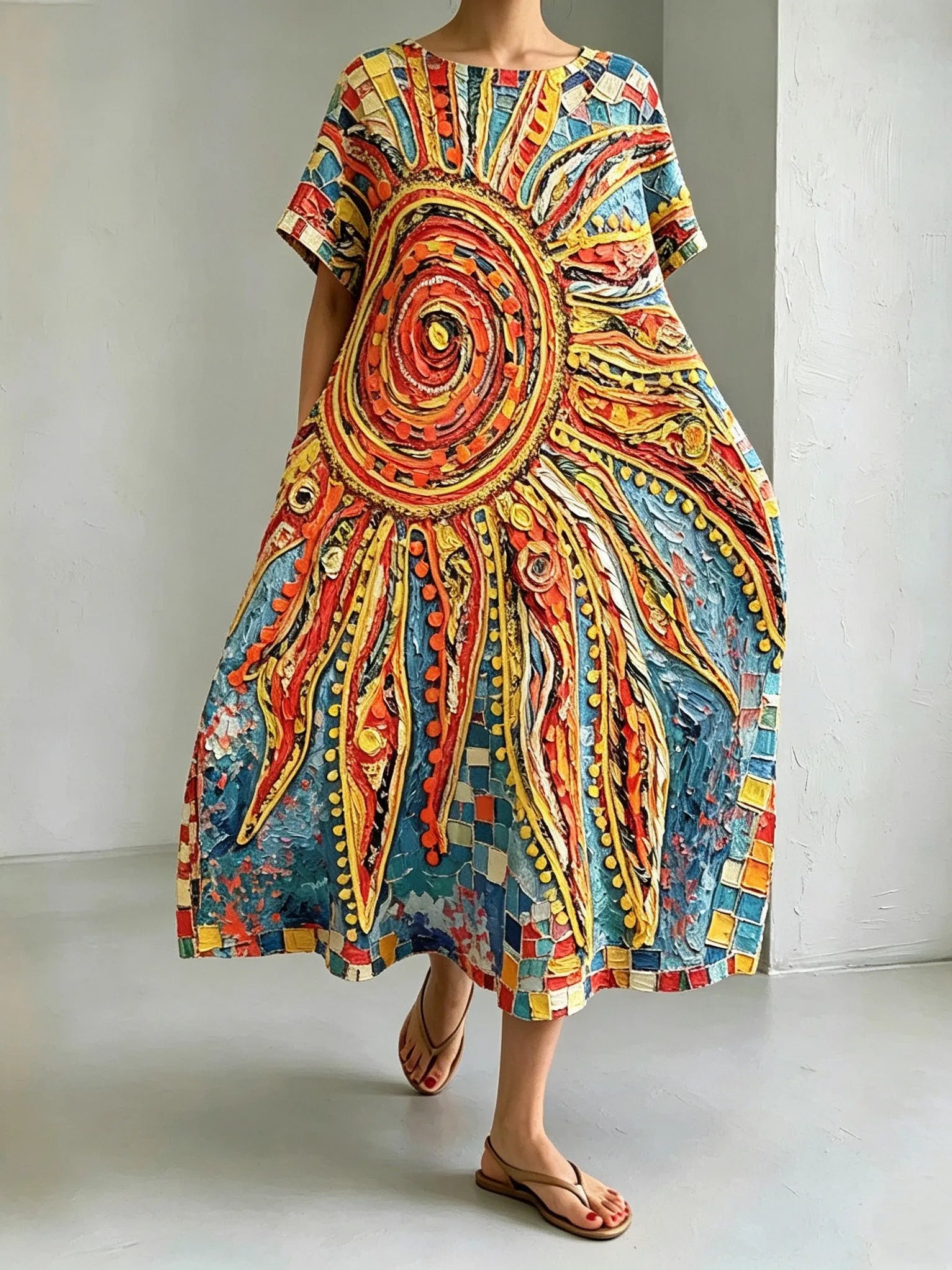 Women's Retro Bohemian Hippie Style Printed Dress