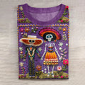 Mexican Catrina Day Of The Dead Sugar Skeleton Inspired Cotton Graphic T-Shirt