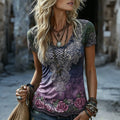 Women's Vintage Romantic Celtic Knot With Floral Art Cotton-blend T-shirt