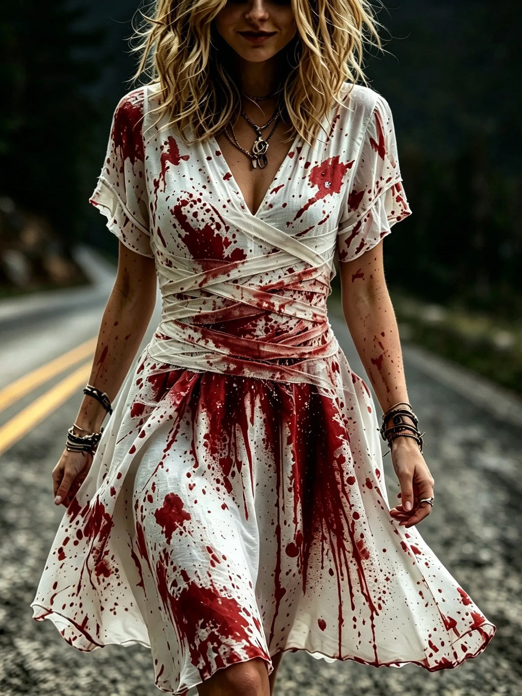 Women's Retro Halloween Style Printed Dress