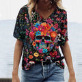 Mexican Sugar Skeleton Day Of The Dead Inspired Art Inspired Painting V-Neck T-Shirt