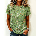 Women's Retro Floral Embroidery Short-sleeve Casual T-shirt