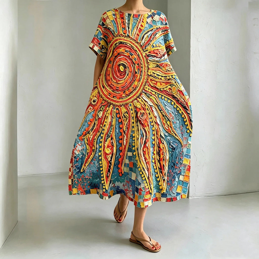 Women's Retro Bohemian Hippie Style Printed Dress