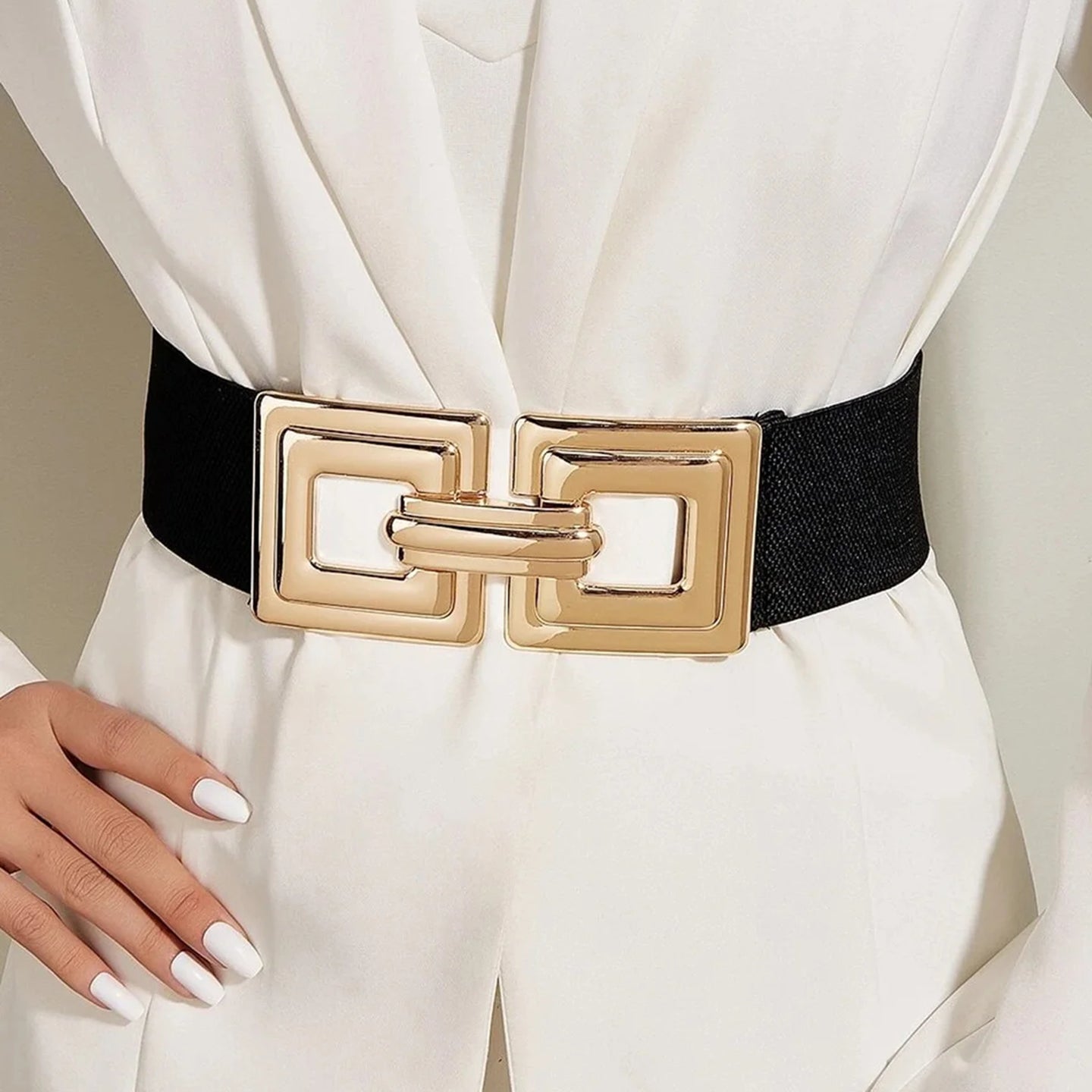 Geometric Hollow Out Metal Buckle Stretch Girdle