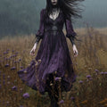 Gothic Embroidered Pattern Long-sleeved Midi Dress